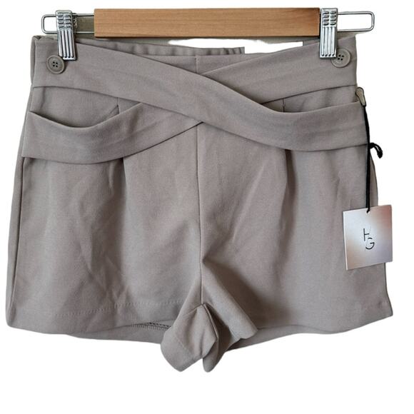 Happily Grey Pants - Happily Grey NWT Criss Cross Beige Trouser Short Size S